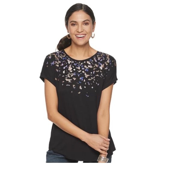 Apt9 Womens Embellished Tee Medium - Picture 1 of 11